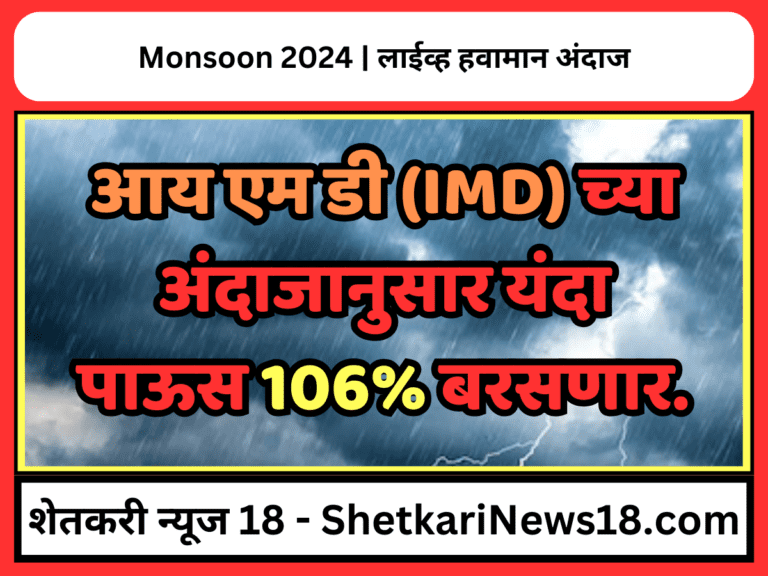 Monsoon 2024 : आय एम डी (IMD) च्या अंदाजानुसार यंदा पाऊस 106% बरसणार.